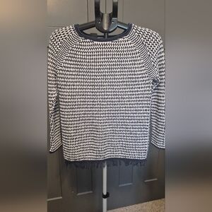 Kinross Navy and White Fringe Patterned Sweatshirt